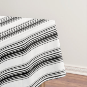 Modern black white stripes tablecloth