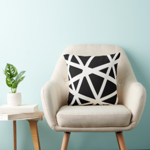 Modern Black & White stripes Throw Pillow