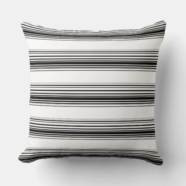 Modern black white stripes throw pillow (Front)