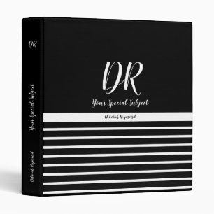 modern black & white stripes with special subject binder