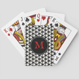 Modern Black White Stylish Pattern Monogram Playing Cards