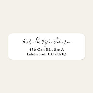 Modern Black White Stylish Script Return Address
