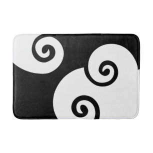 Modern Black & White Swirls Pattern Bath Mat