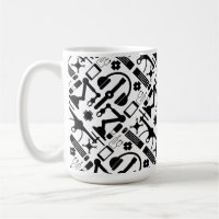 Modern Black & White Technology Objects Pattern