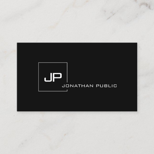 Modern Black White Template Creative Monogram Business Card (Front)