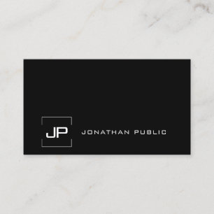 Modern Black White Template Monogram Professional Business Card