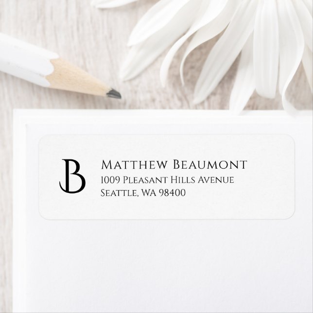 Modern Black White Text Initial Return Address (Insitu)