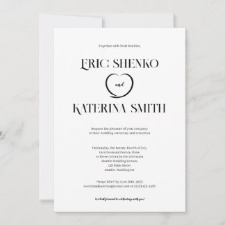 Modern Black & White Text Style Wedding Invite