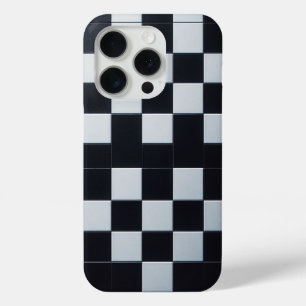 Modern Black & White Textured Checkerboard Phone  iPhone 15 Pro Case