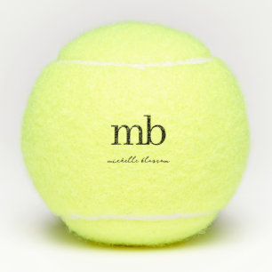 Modern Black White Trendy Script Initial Monogram Tennis Balls