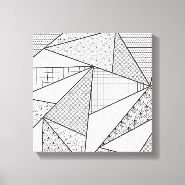 Modern Black White Triangles Geometric Pattern Canvas Print (Front)