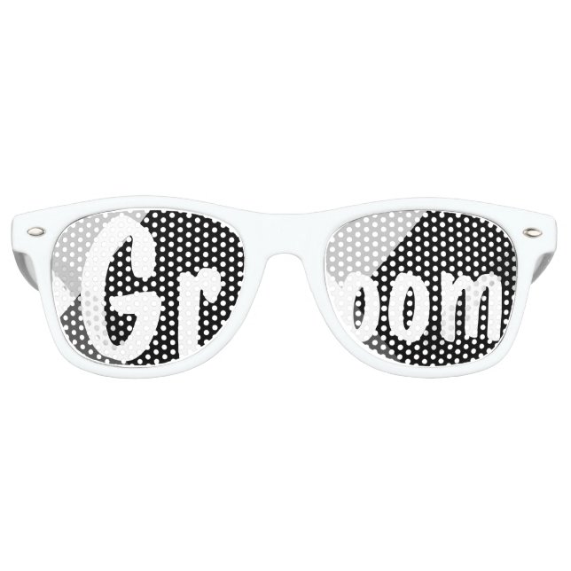 Modern black white triangles wedding Groom Retro Sunglasses (Front)