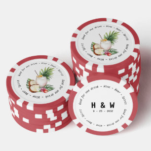 Modern Black White Tropical Drink Voucher Wedding Poker Chips