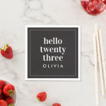 Modern black white typography 21 photo birthday napkin<br><div class="desc">Modern minimal black and white typography photo simple contemporary 21st birthday party favour decor napkin. Age can be customized.</div>