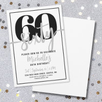 Modern Black White Typography 60th Birthday Party