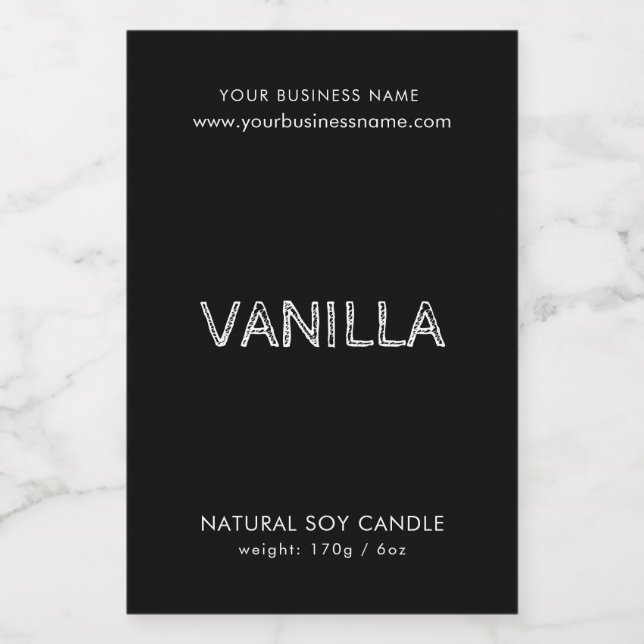 Modern black white typography candle product label (Single Label)