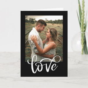 Modern Black & White Typography Photo Valentine Card