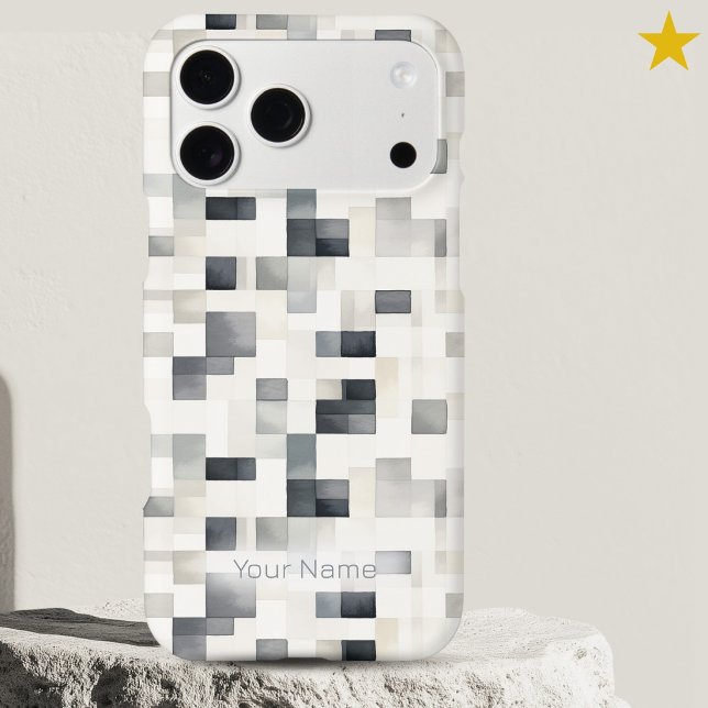 Modern Black White Watercolor Pixels Custom Name (Creator Uploaded)