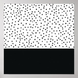 Modern black white watercolor polka dots pattern poster