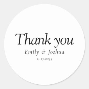 Modern Black & White Wedding Classic Round Sticker
