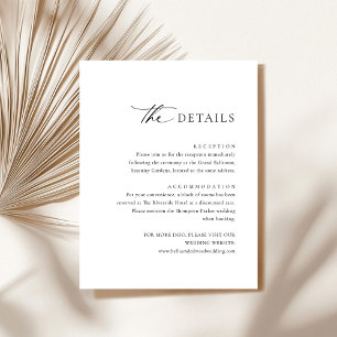 Modern Black White Wedding Details Enclosure Card
