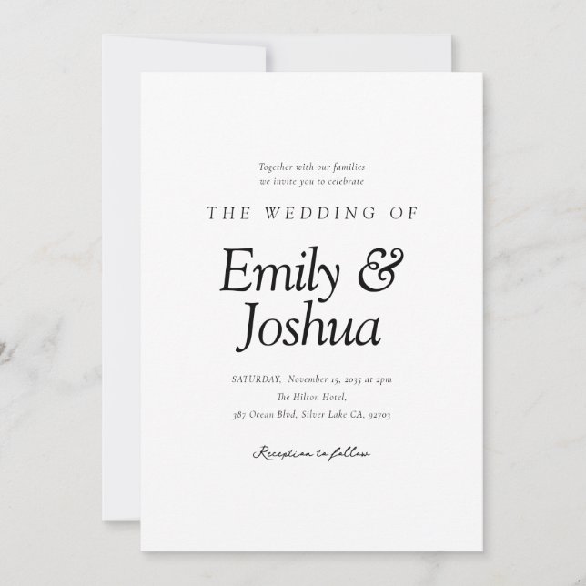 Modern Black & White Wedding Invitation (Front)