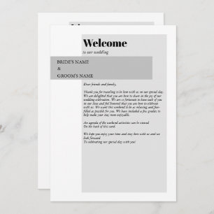 Modern Black & White Wedding Itinerary Program