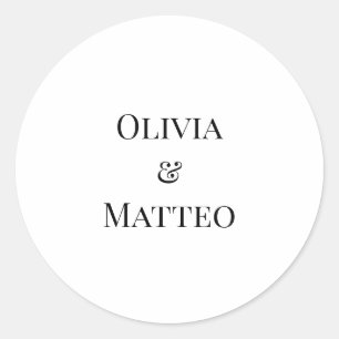 Modern Black White Wedding Monogram Stickers