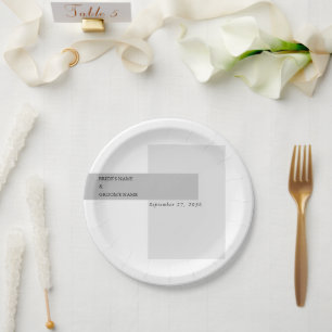 Modern Black & White Wedding   Paper Plate