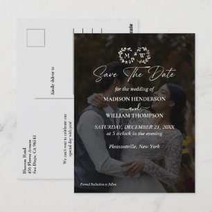 Modern Black & White Wedding Phot Save The Date  Postcard