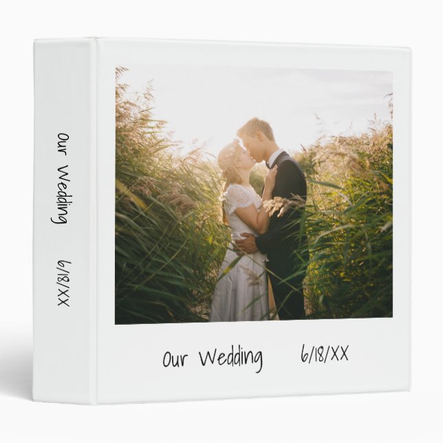 Modern Black White Wedding Photo Album Binder (Front/Spine)