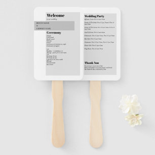 Modern Black & White Wedding Program Hand Fan