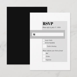 Modern Black & White Wedding RSVP Card