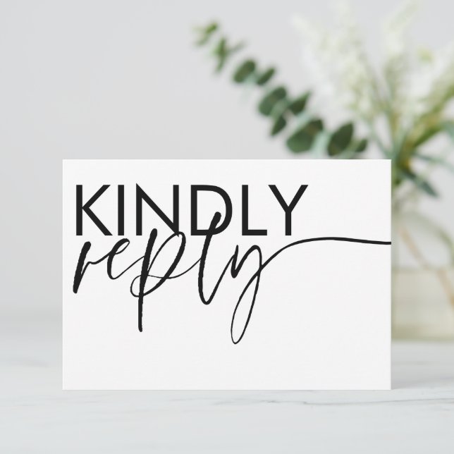 Modern Black & White Wedding RSVP Card (Standing Front)