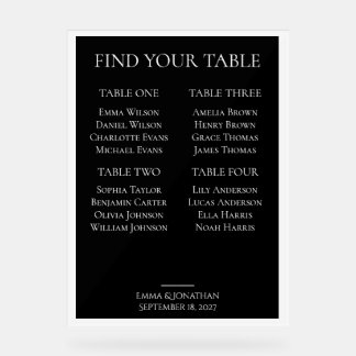 Modern Black & White Wedding Seating Chart