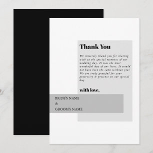 Modern Black & White Wedding Thank You Card