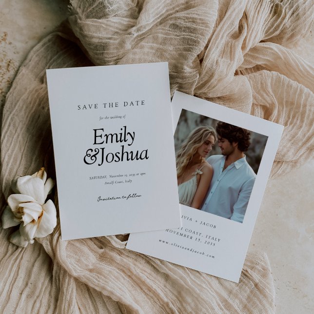 Modern Black & White Wedding with Photo Save The Date (Creator Uploaded)