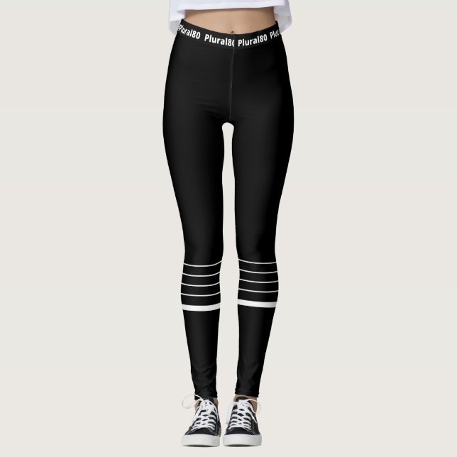 Modern black white workout  leggings (Front)