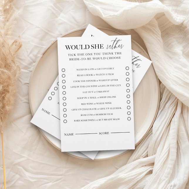 Modern Black & White Would She Rather Game  Flyer (Creator Uploaded)