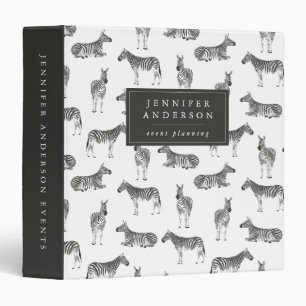 Modern Black & White Zebra Pattern Personalized Binder