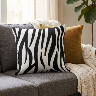 Modern Black & White Zebra Stripe Abstract Pattern Throw Pillow