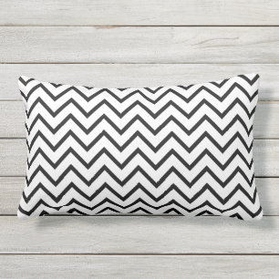 Modern Black White Zigzag Chevron Pattern Outdoor Lumbar Pillow