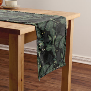 Modern black wild cat medium table runner