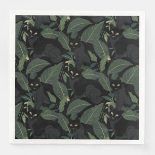 Modern black wild cat napkin