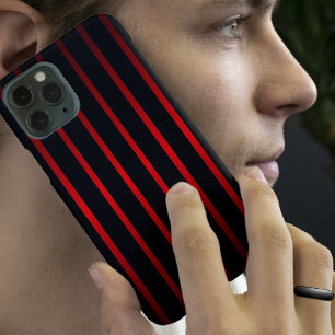 Modern Black with Bold and Faded Red Stripes iPhone 16 Case
