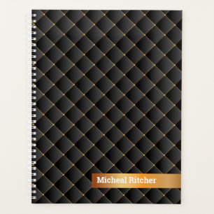 Modern Black with Gold personalized Monogram Name Planner