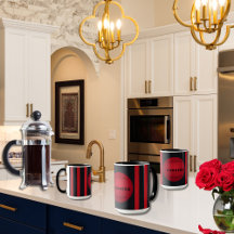 Modern Black With Red Stripes Scroll Family Name