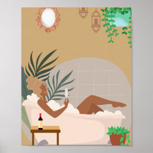 Modern Black Woman in Bathroom  Poster
