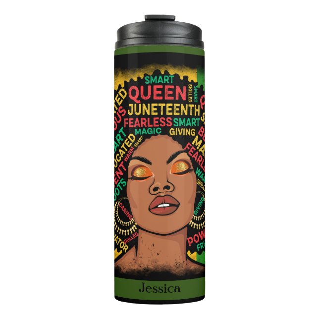 Modern Black Woman Motivational Script Typography  Thermal Tumbler (Front)