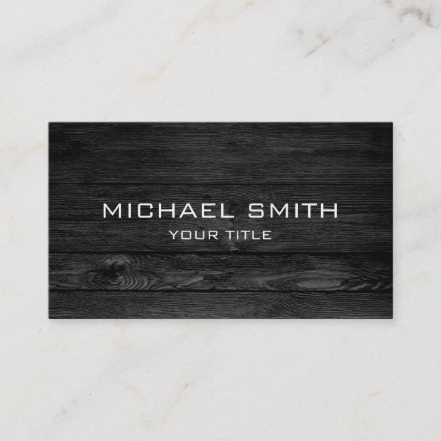 Modern Black Wood Business Card (Front)